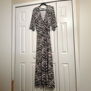 Venus zebra print faux wrap maxi dress. Size 1X